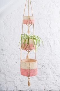 3 tier macrame plant hanger JAMUNA: 3 Tier Jute Macrame Plant Hanger– Yellow Gorse